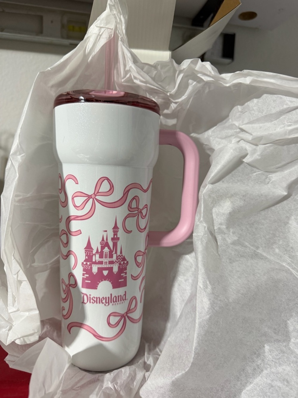 Starbucks Disney Collab Pink Castle and Bow Tumbler NEW Disneyland tumbler